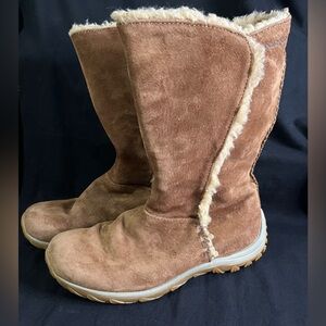 Patagonia Chestnut Brown Suede Shearling-Lined Winter Boots
